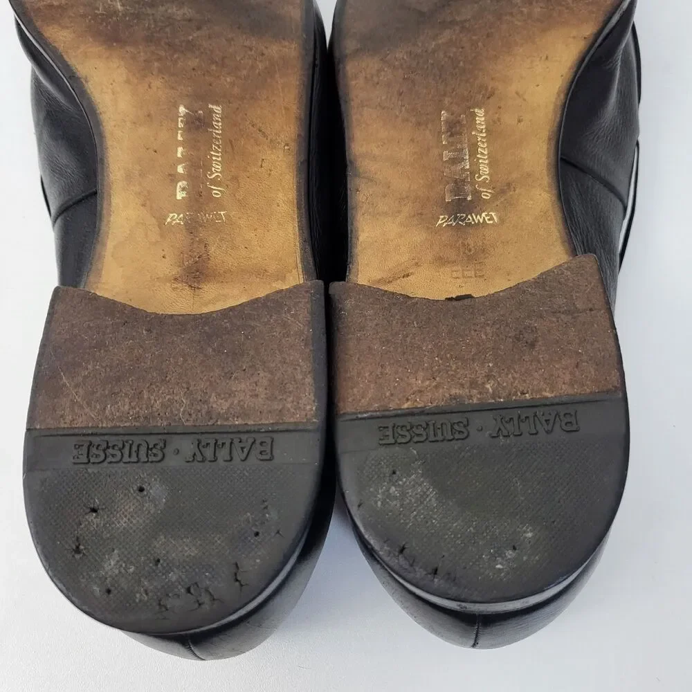 BALLY Black Leather Tassel Loafers Mens 13 EEE Dress Shoes Triple Wide Width